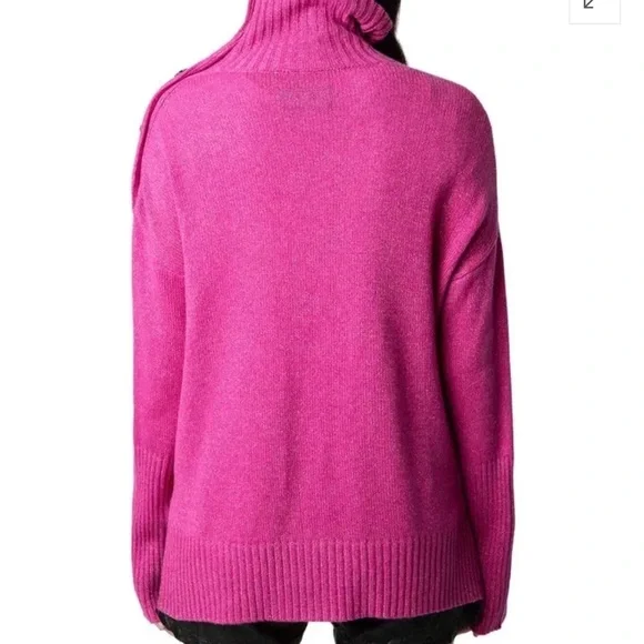 Zadig and Voltaire Alma Cashmere Wool Button Shoulder Sweater - Clematis size S - Picture 3 of 13